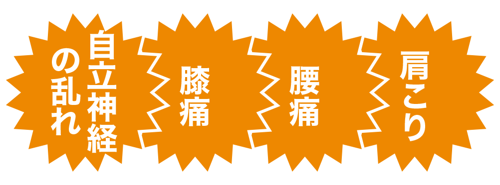 自律神経の乱れ、膝痛、腰痛、肩こり